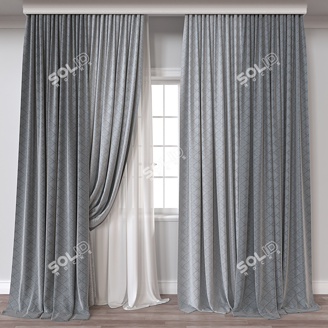  Versatile 3D Curtain Model 3D model image 1