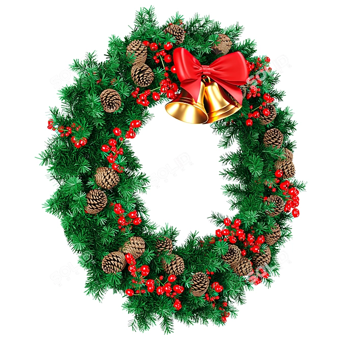 Festive Christmas Wreath 3D Model 3D model image 3