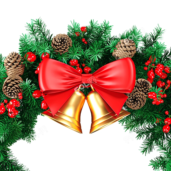 Festive Christmas Wreath 3D Model 3D model image 4