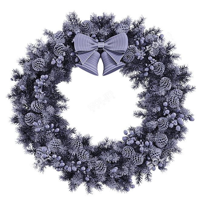 Festive Christmas Wreath 3D Model 3D model image 5