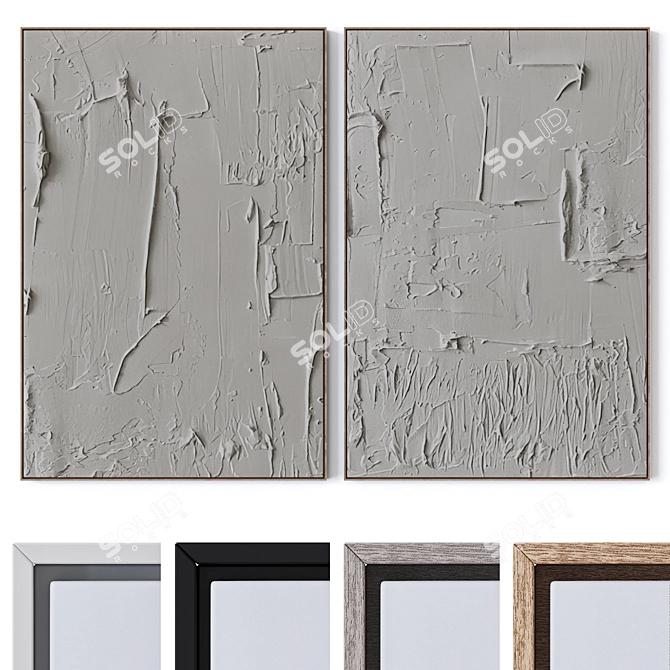 Modern 3D Wall Frames Set 3D model image 1
