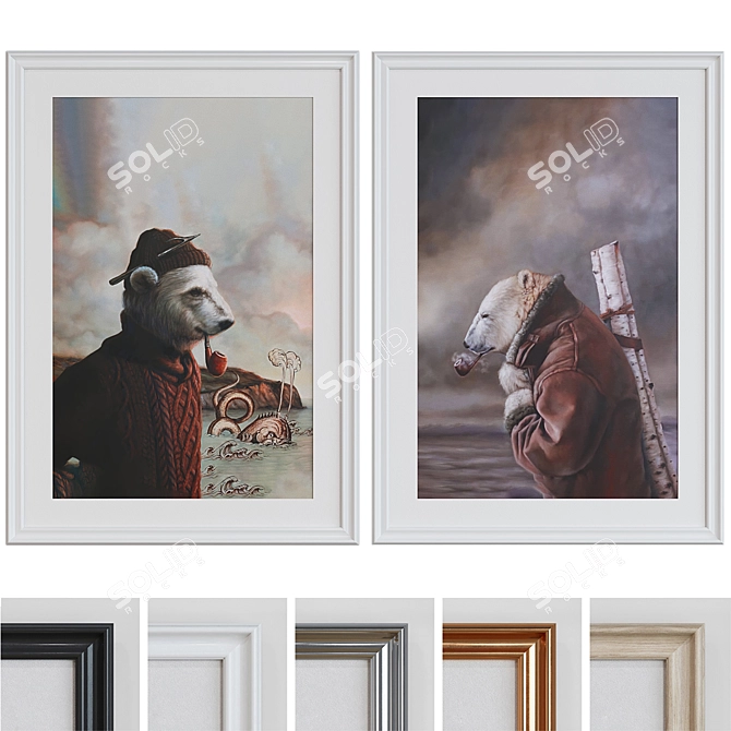 Classic Portrait Picture Frame Set 3D model image 1