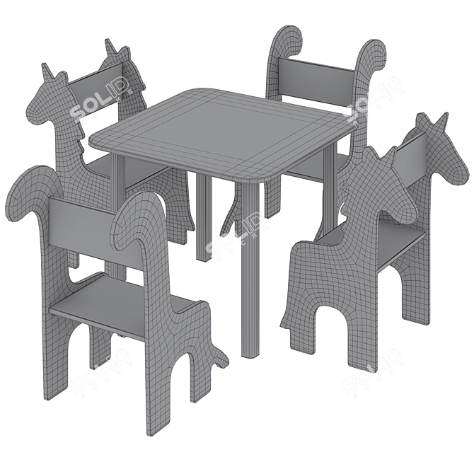 Kid's Animal Shaped Chair Set 3D model image 6