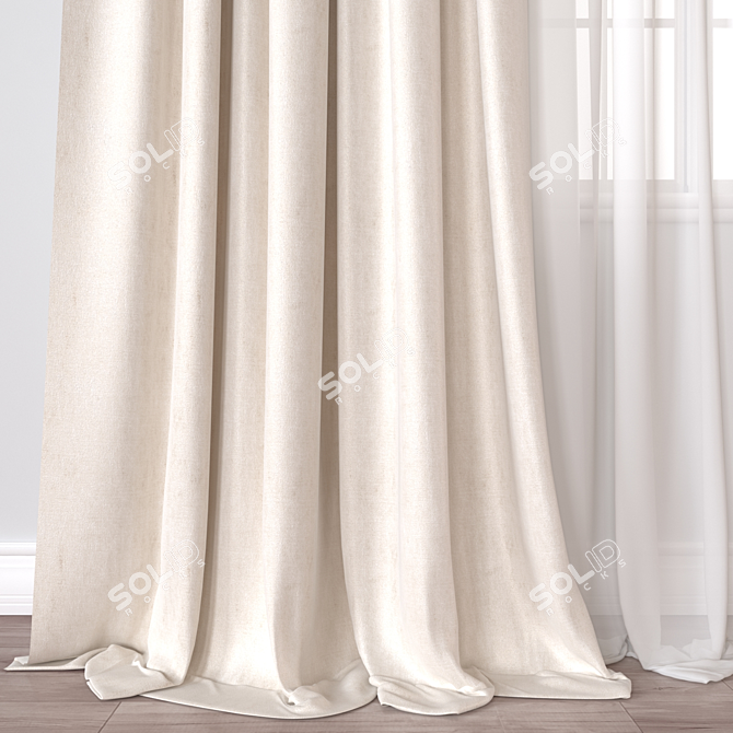 Versatile 3D Curtain Model 3D model image 2