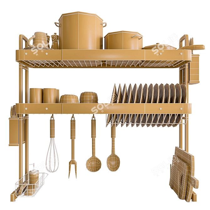 Modular Dish Drying Rack Kit 3D model image 11