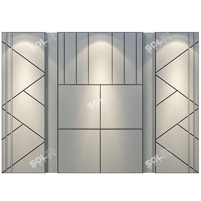 Versatile Wood Marble Mirror Panel 3D model image 2