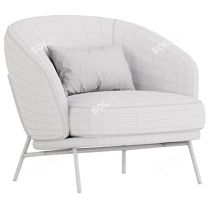 Modern Blue Armchair Furniture 3D model image 4
