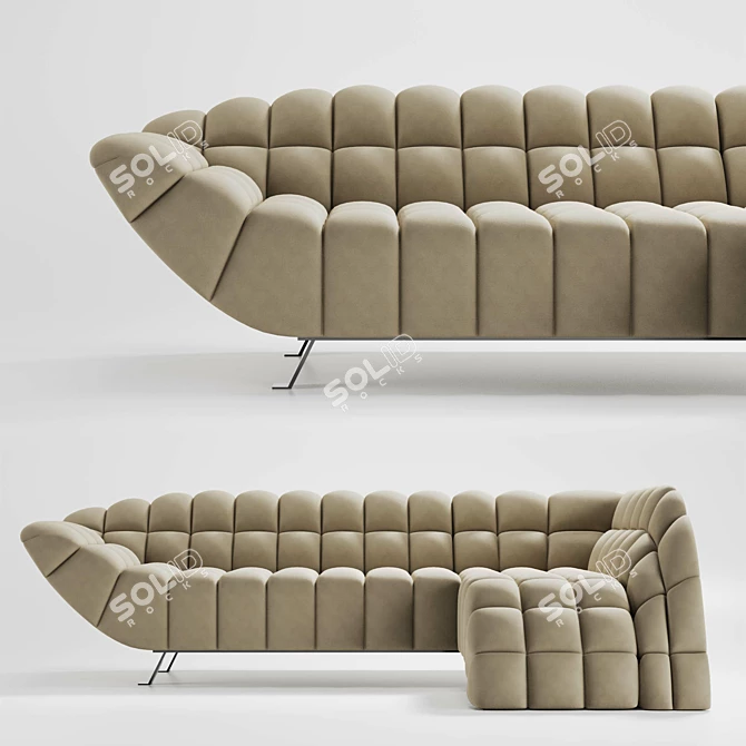 Corner Contemporary Modern Velvet Sofa 3D model image 1