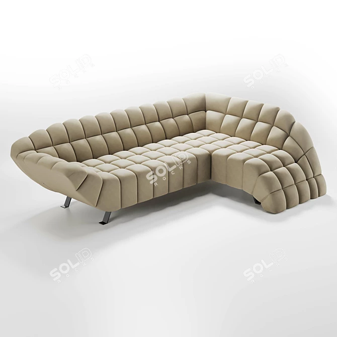 Corner Contemporary Modern Velvet Sofa 3D model image 2