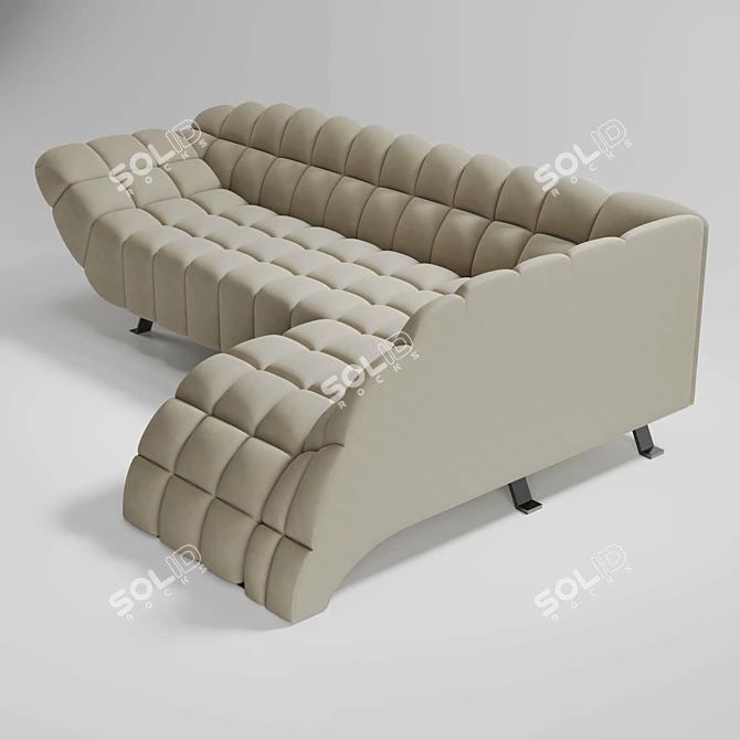 Corner Contemporary Modern Velvet Sofa 3D model image 3