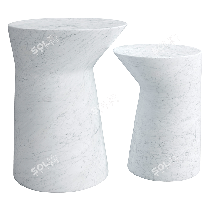 Modern Marble Side Tables Set 3D model image 2