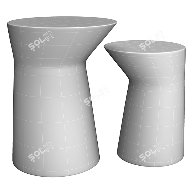 Modern Marble Side Tables Set 3D model image 3