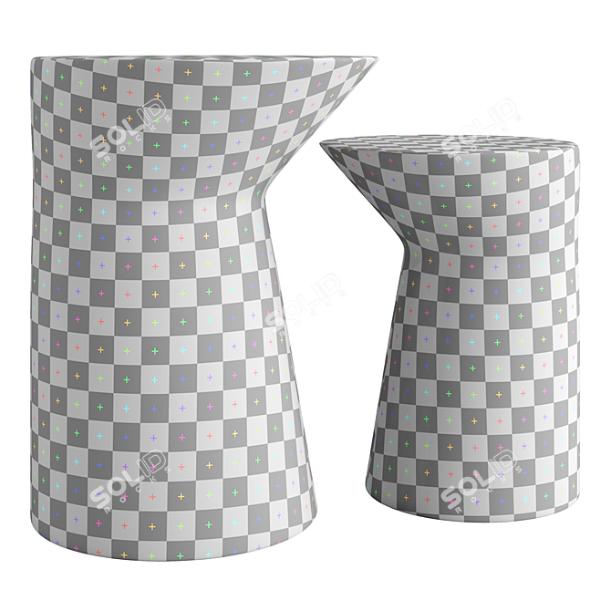 Modern Marble Side Tables Set 3D model image 4