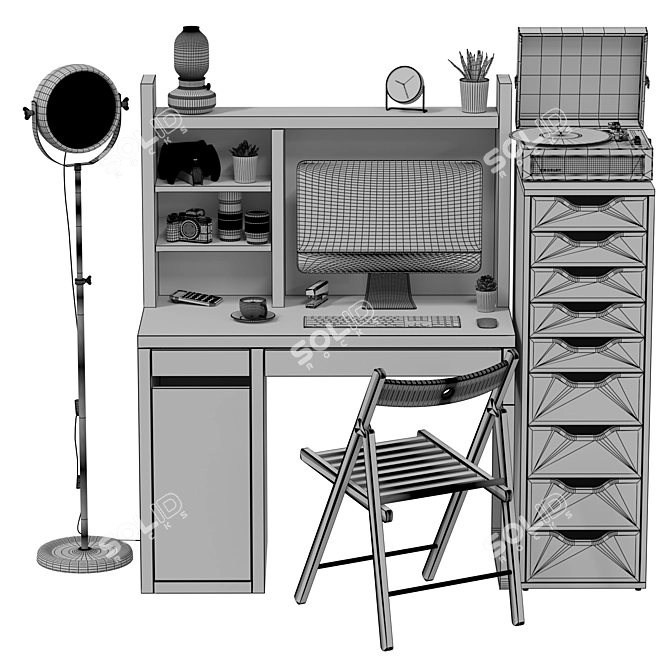 IKEA Office Workplace Set 3D model image 6