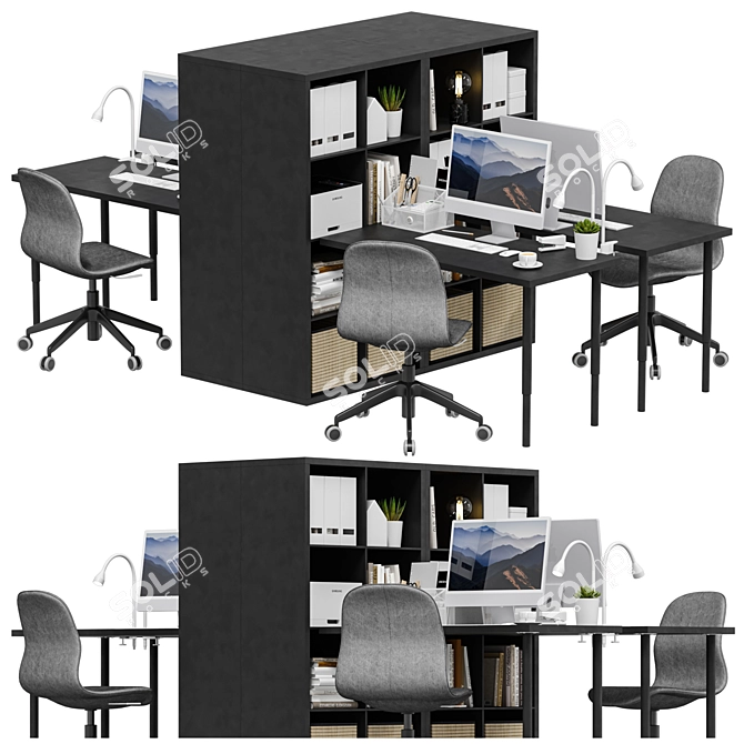 Modern Office Workspace Package 3D model image 1