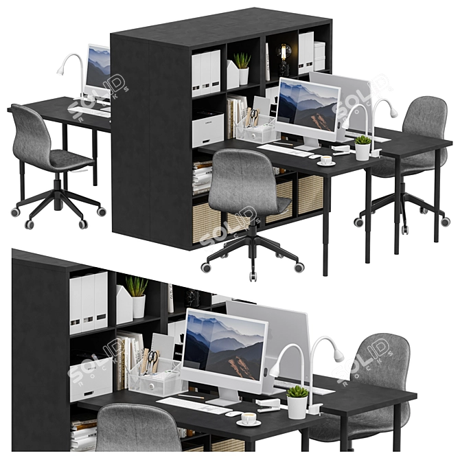 Modern Office Workspace Package 3D model image 2