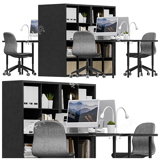 Modern Office Workspace Package 3D model image 3