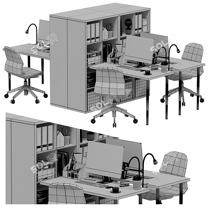 Modern Office Workspace Package 3D model image 5