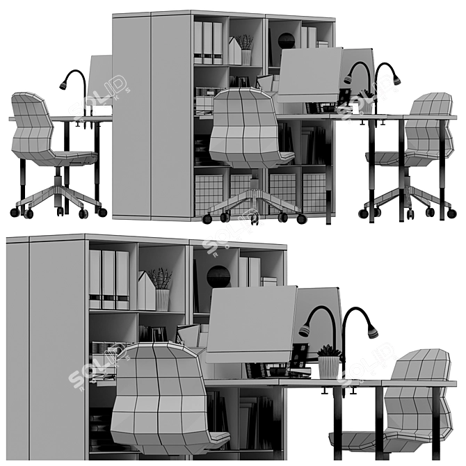 Modern Office Workspace Package 3D model image 6