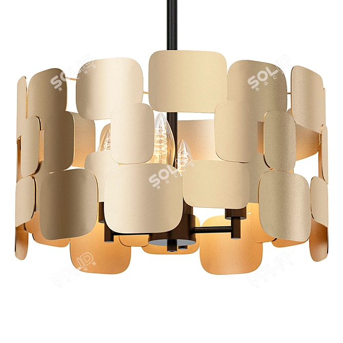 Modern Soft Gold Leaf Pendant 3D model image 1