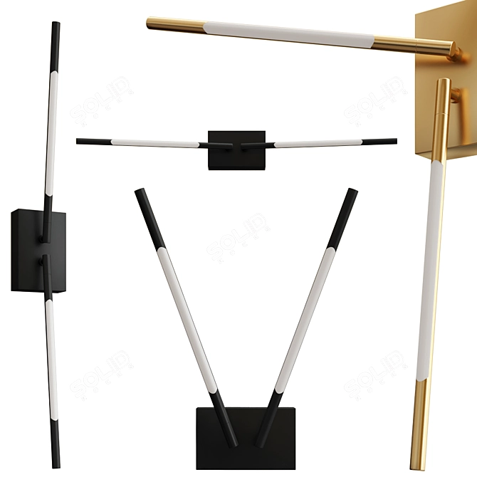 Sleek Gold Black Wall Lamp 3D model image 1