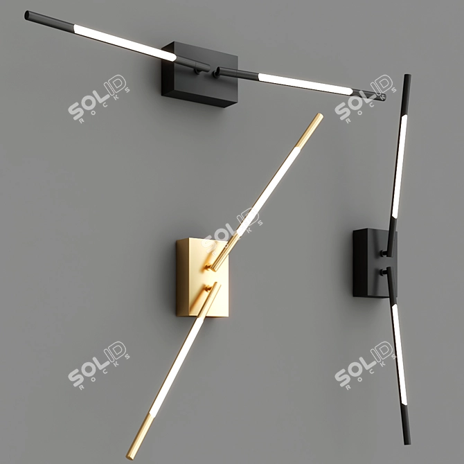 Sleek Gold Black Wall Lamp 3D model image 2