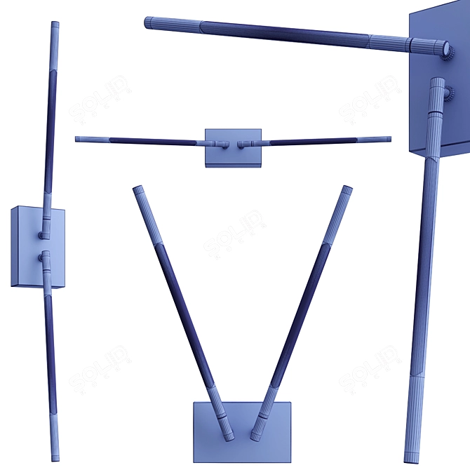 Sleek Gold Black Wall Lamp 3D model image 3