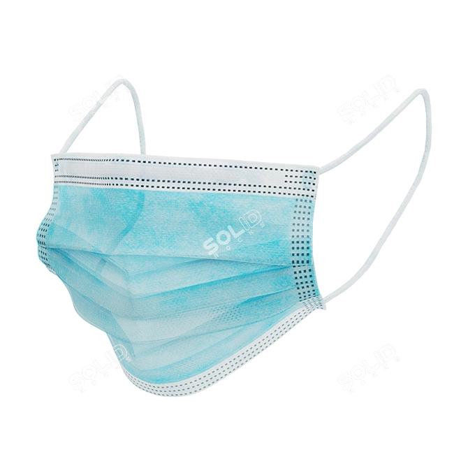 Cotton Medical Mask, Triple-Layer Protection 3D model image 1