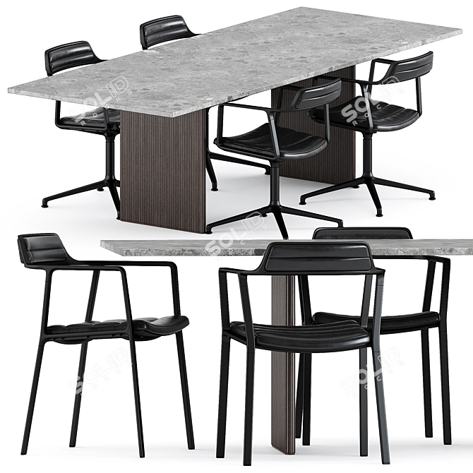 Vipp Modern Chairs & Table 3D model image 1