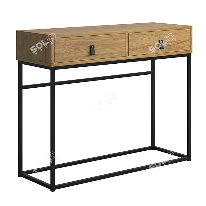 Metal Wood Console Table Set 3D model image 1