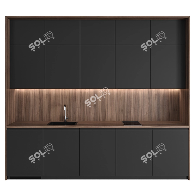 Modern Small Kitchen 3D Model 3D model image 1