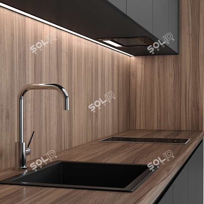 Modern Small Kitchen 3D Model 3D model image 2