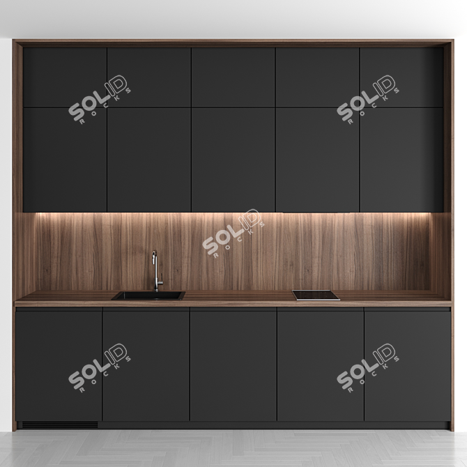 Modern Small Kitchen 3D Model 3D model image 5