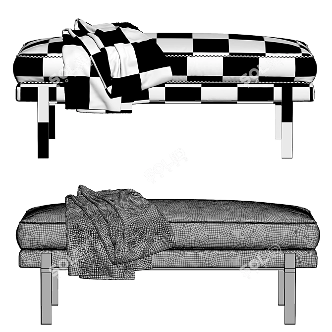 Sleek Truss Daybed in Oak 3D model image 5