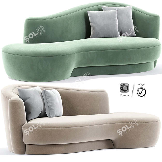 Sleek Curved Sofa Design 3D model image 1