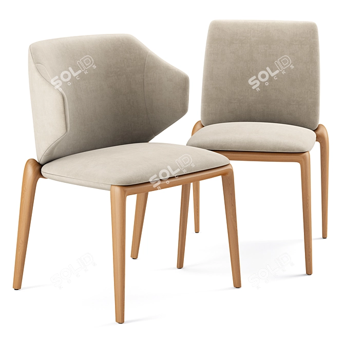 Potocco HIRU Fabric Chair Deluxe 3D model image 1