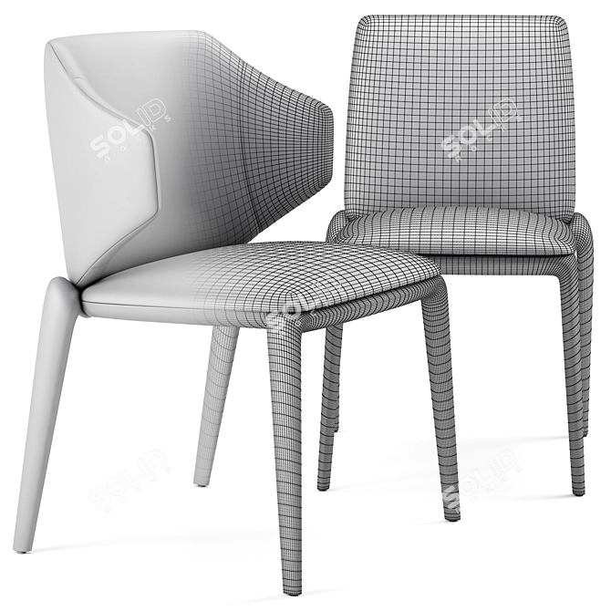 Potocco HIRU Fabric Chair Deluxe 3D model image 7