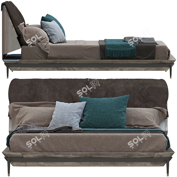 Modern Fabric Bed Lee Collection 3D model image 2