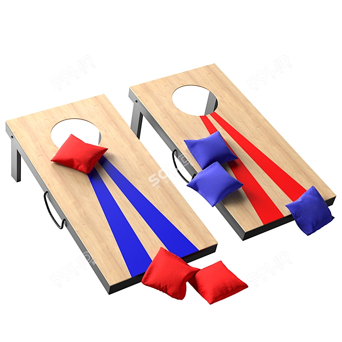 Premium Portable Cornhole Game Set 3D model image 1