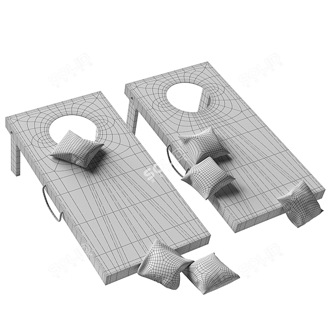 Premium Portable Cornhole Game Set 3D model image 2