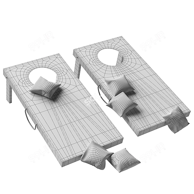 Premium Portable Cornhole Game Set 3D model image 3