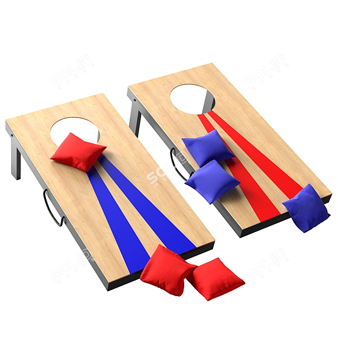 Premium Portable Cornhole Game Set 3D model image 4