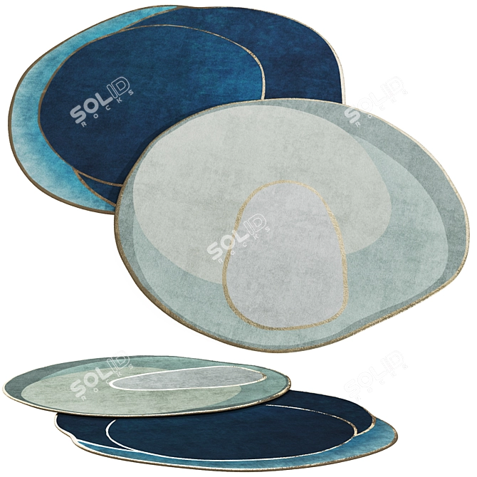 Oceania Corner Design Carpet Set 3D model image 1