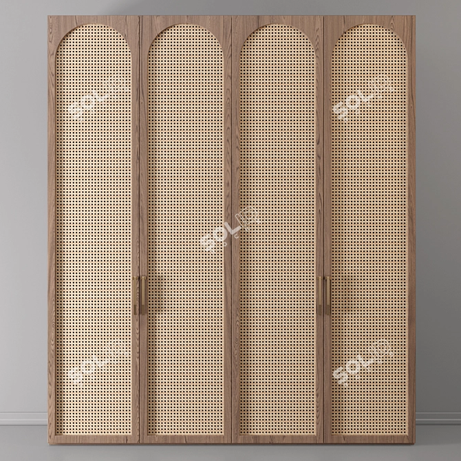 Modern White Wardrobe 3D model image 2