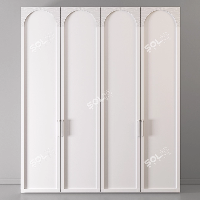 Modern White Wardrobe 3D model image 3