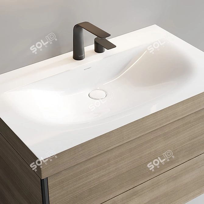 XViu Wood Vanity Unit Set 3D model image 3