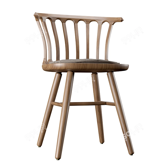 Venetian Elegance Oak Chair 3D model image 6