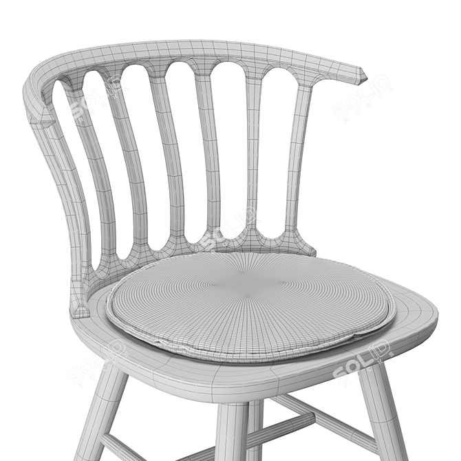 Venetian Elegance Oak Chair 3D model image 7