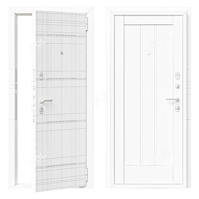 Bravo Metal Entry Door with Mirror Inserts 3D model image 2