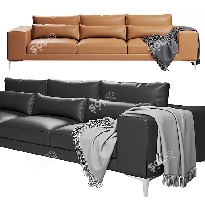 Elegant Camille 3-Seater Sofa 3D model image 1